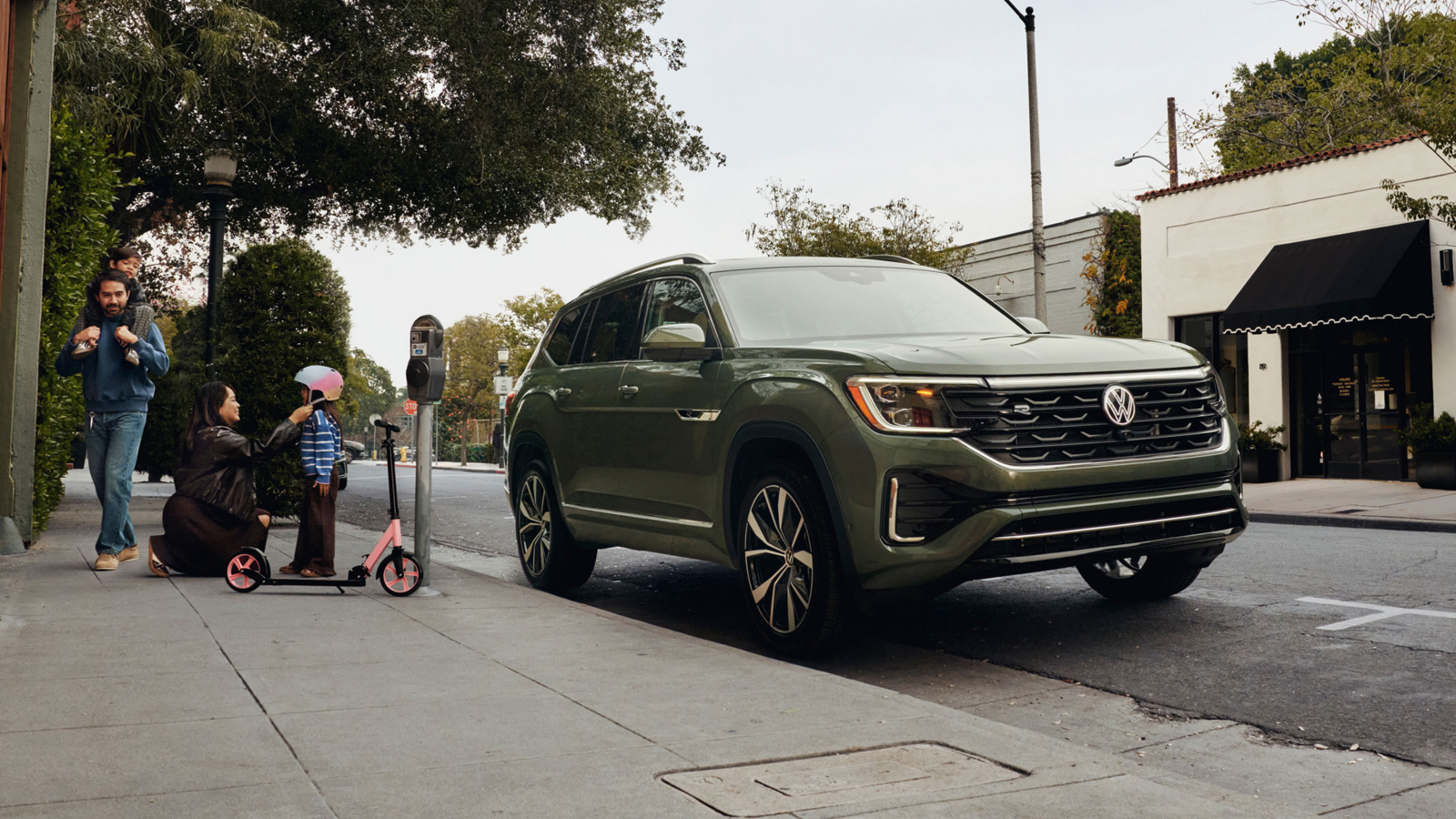 Volkswagen Atlas parked on a neighborhood street